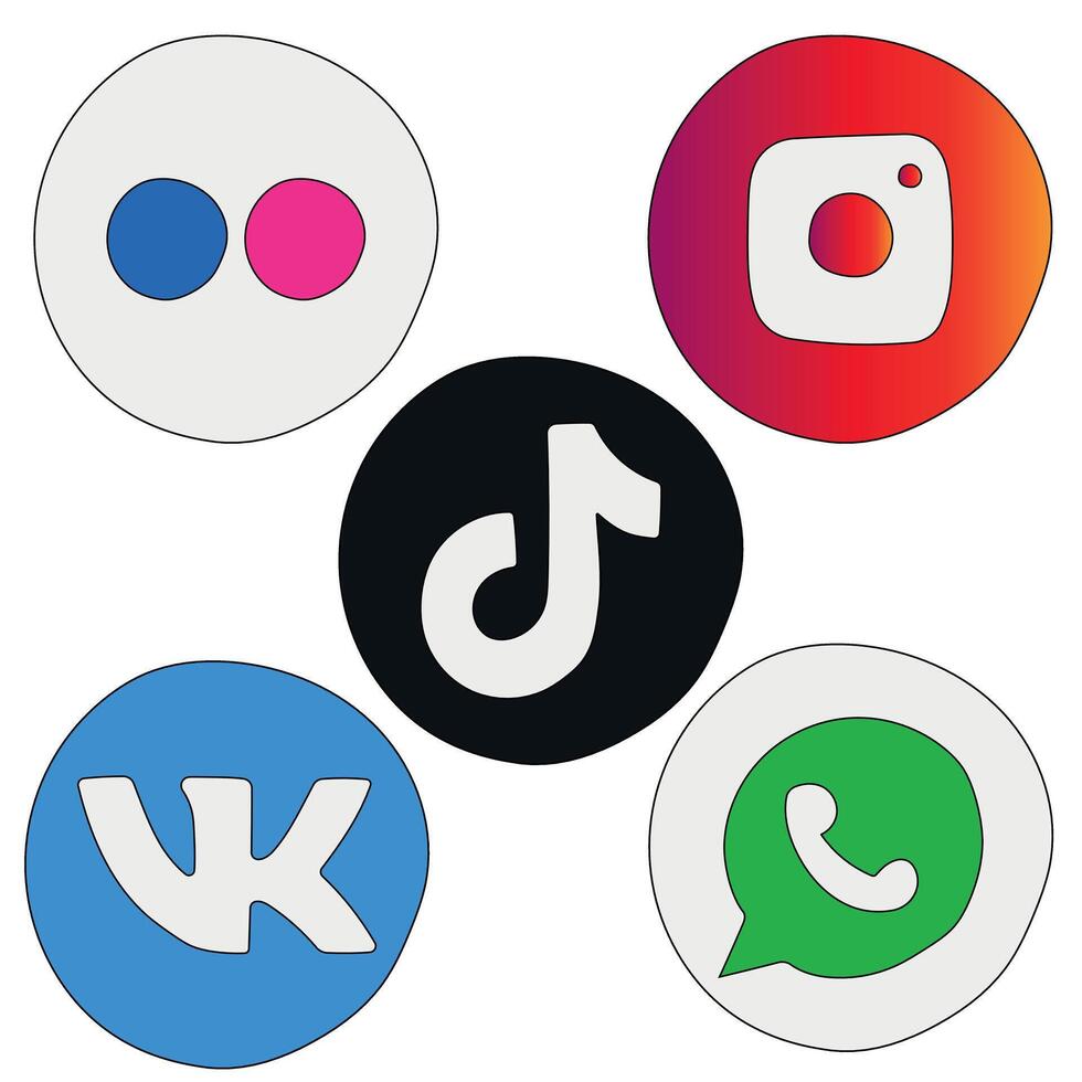 Social Media Clipart Doodles vector