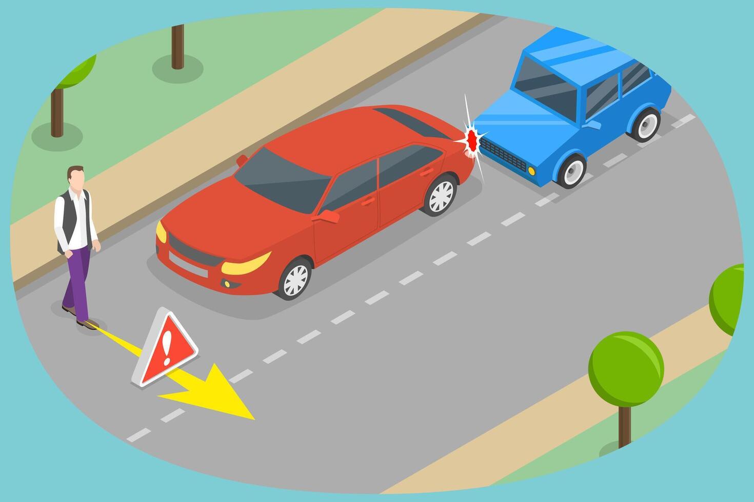 3D Isometric Flat Illustration of Pedestrian Safety Rules, Crossing a Road vector