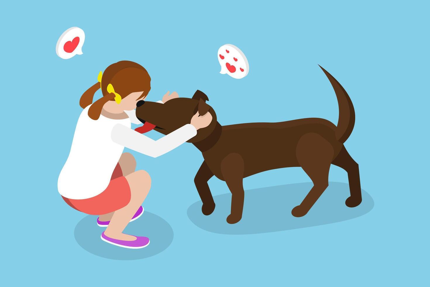 3D Isometric Flat Illustration of Domestic Animal, Love and Tenderness to Pets vector