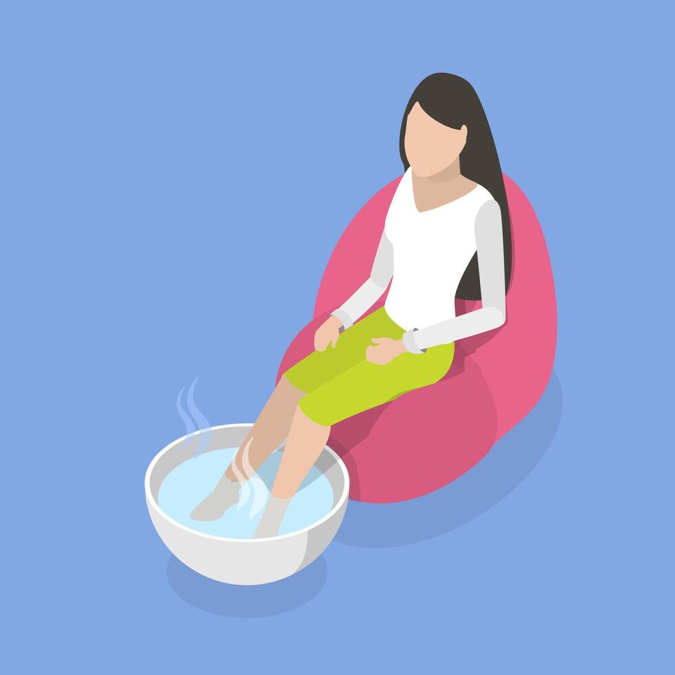 3D Isometric Flat Icon of Soaking Feet, Foot Bath vector
