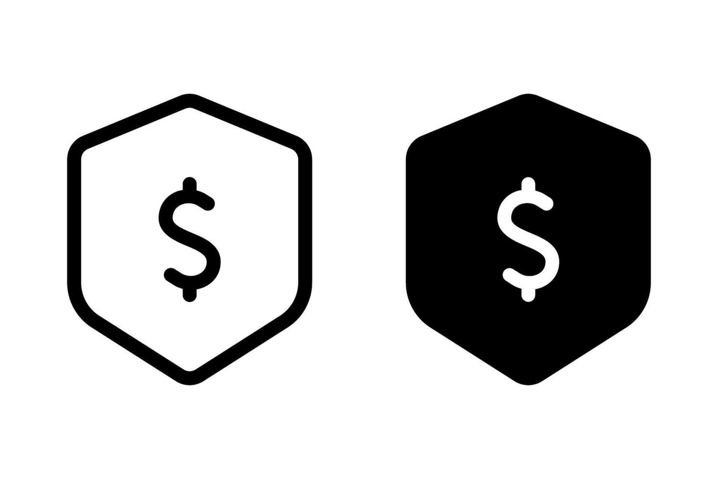 Dollar sign in shield icon set. financial security, investment protection, money management, and wealth preservation vector