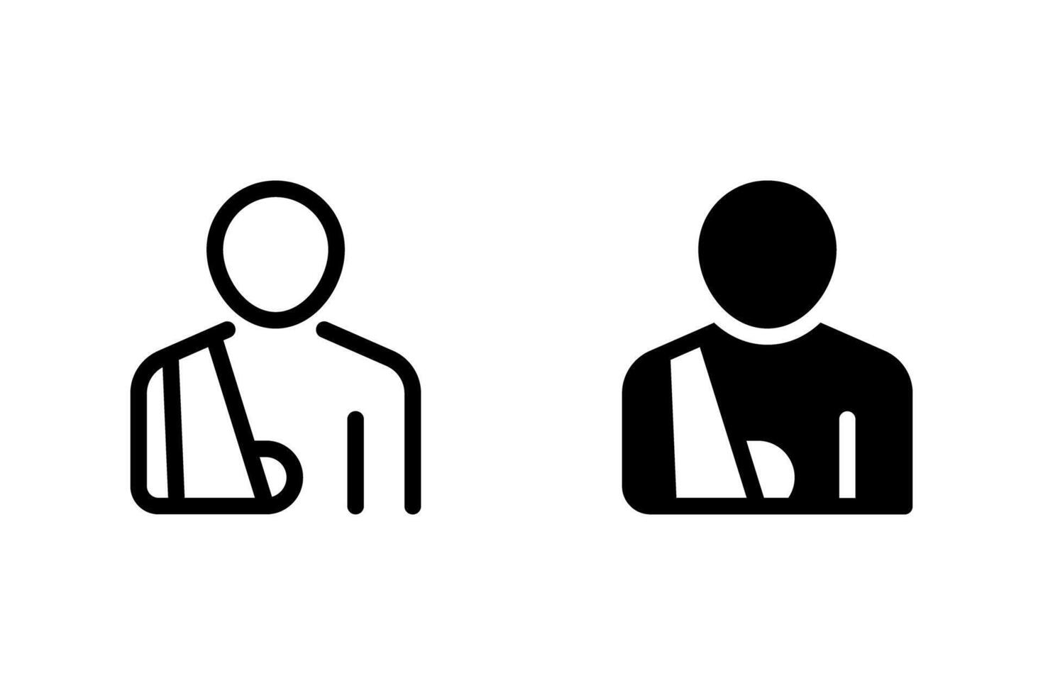 person with a broken arm in a cast or sling. Represents injury, accident, health, and medical conditions vector