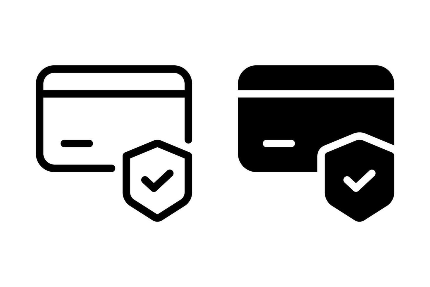 credit card with shield and checkmark, representing secure and protected online payments vector