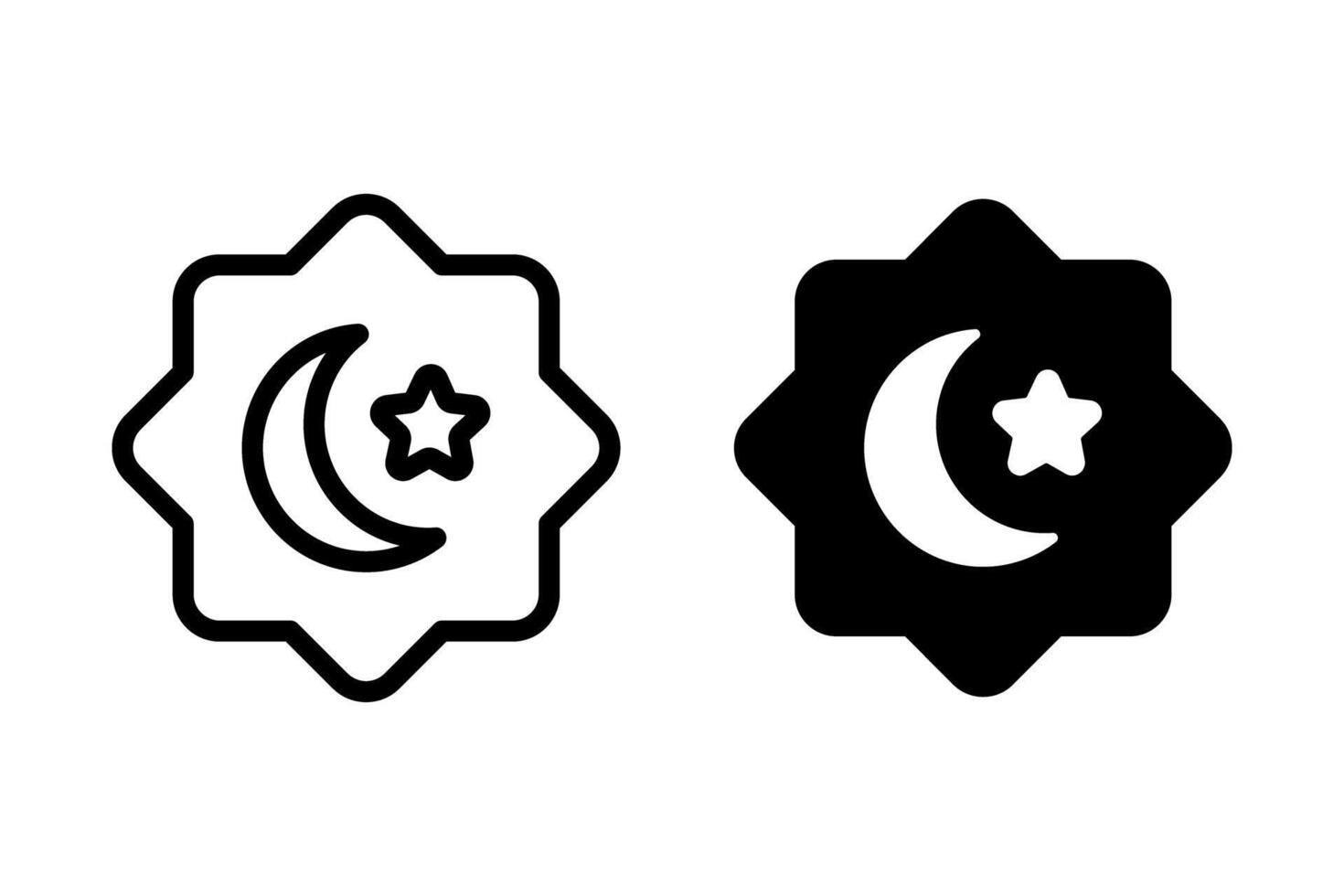 Islamic Symbol. Crescent Moon and Star in Geometric Star Frame vector