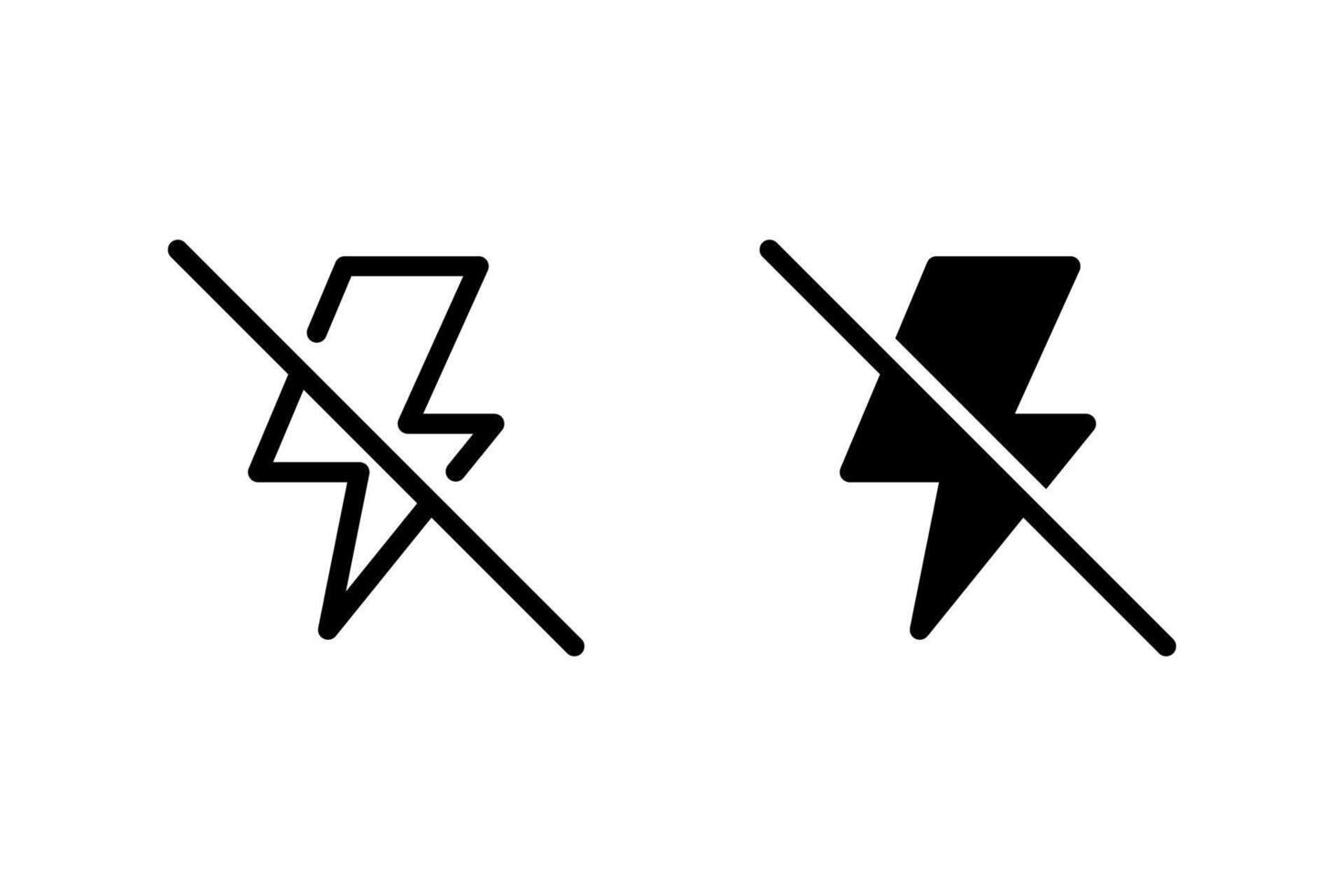 no flash icon set. Ideal for use in UI, UX, or any design requiring a clear and concise representation of the no flash photography restriction vector