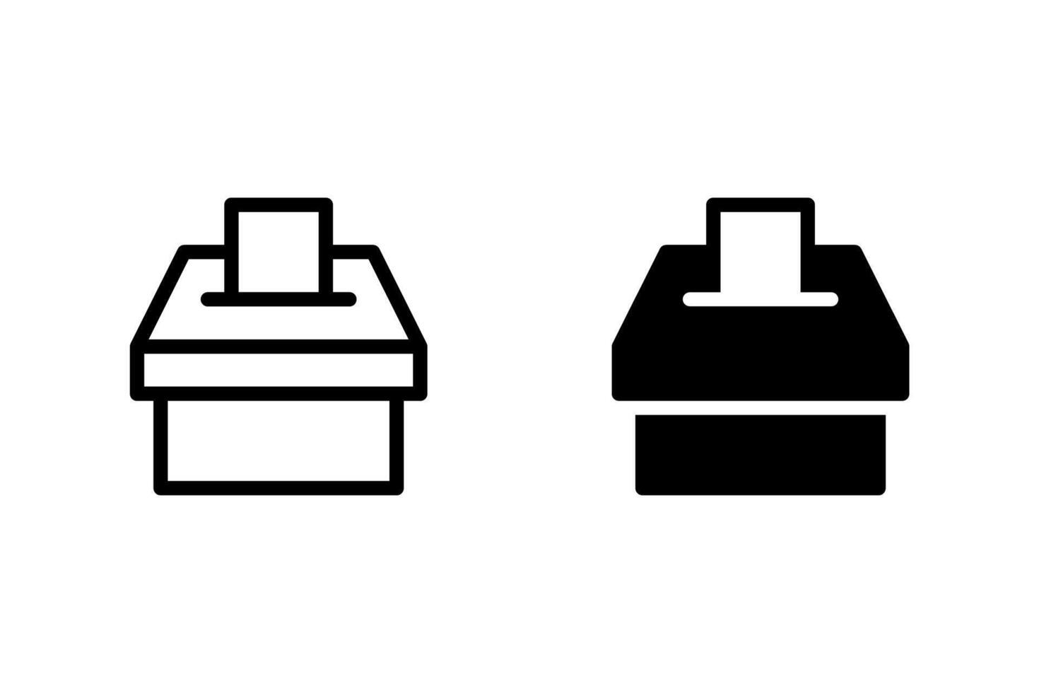 Ballot box with a voting slip icon set. Represents elections, democracy, voting, and civic participation vector