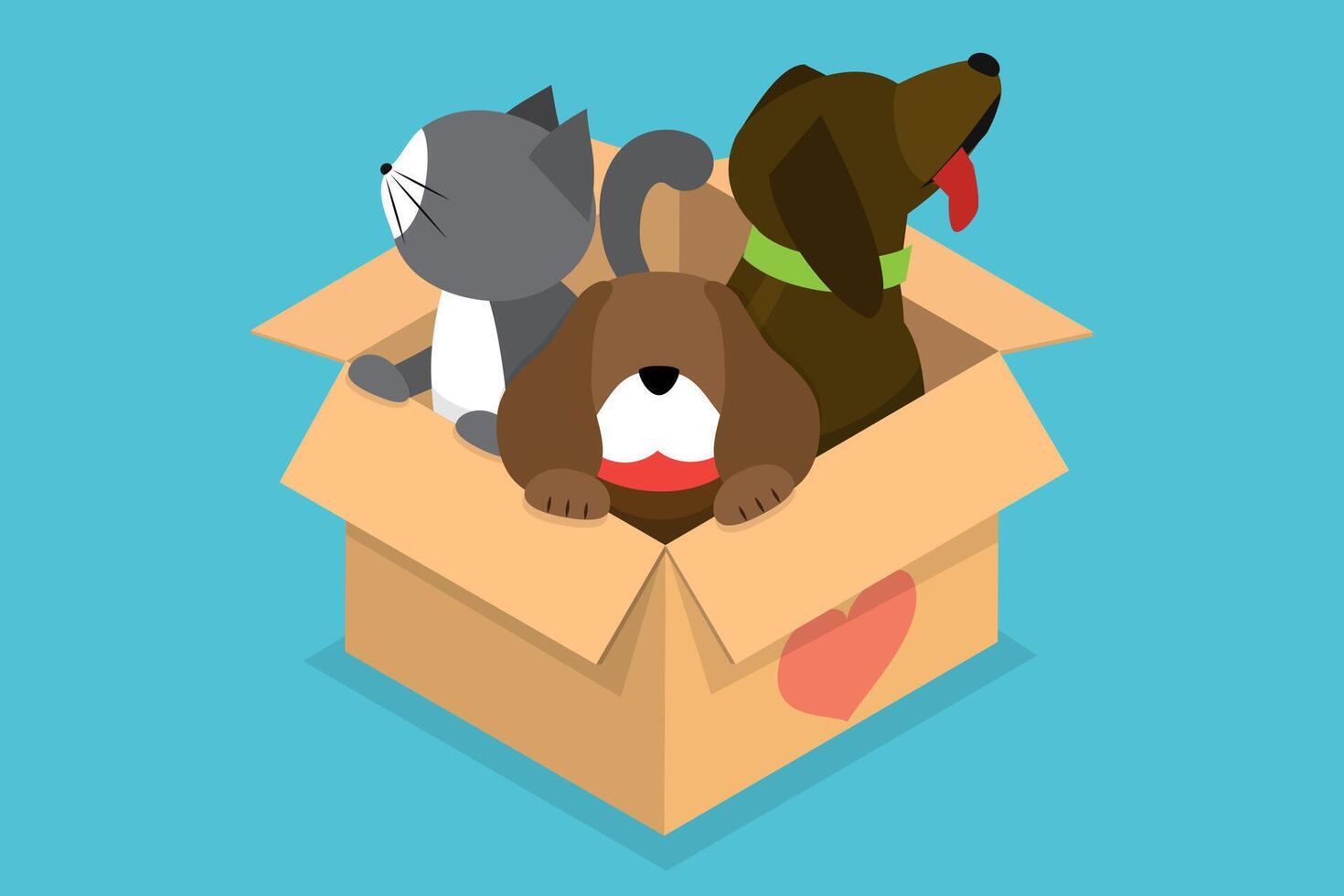 3D Isometric Flat Illustration of Pet Adoption, Volunteering and Assistance to Animals vector