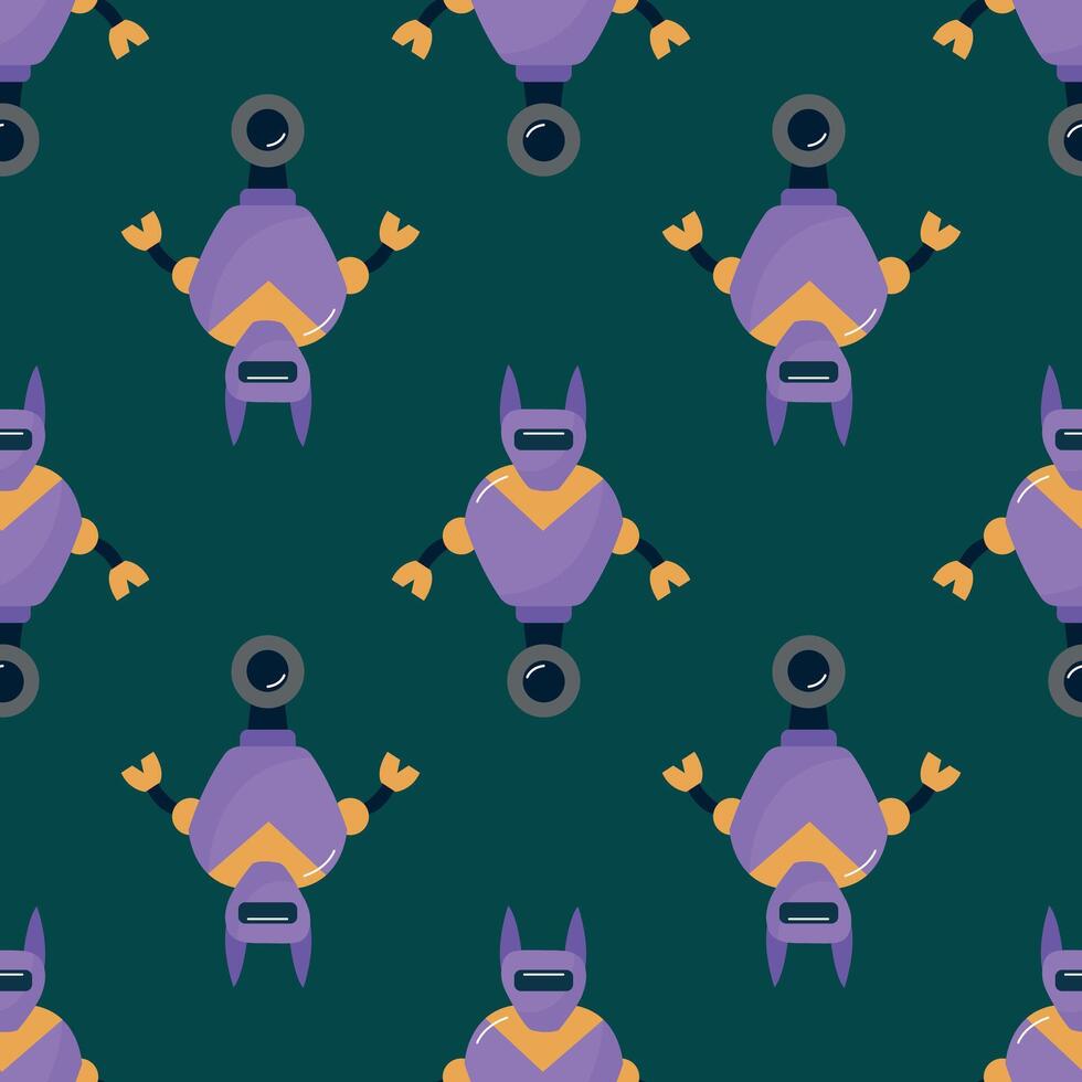 Colorful Pattern of Cartoon Robots. Endless Textures for Your Design vector
