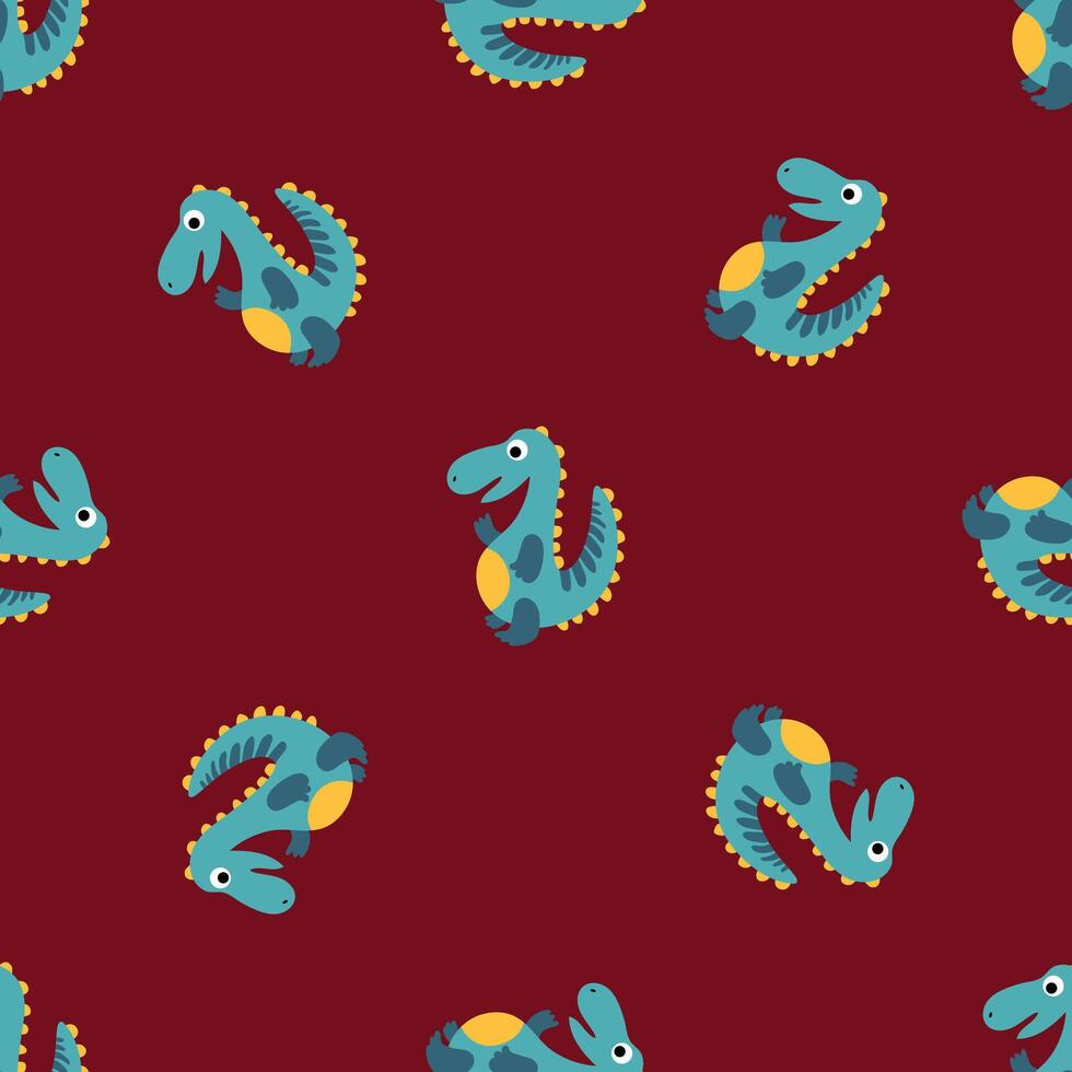 Seamless pattern dinosaur tyrannosaurus. Design for health room decoration. vector