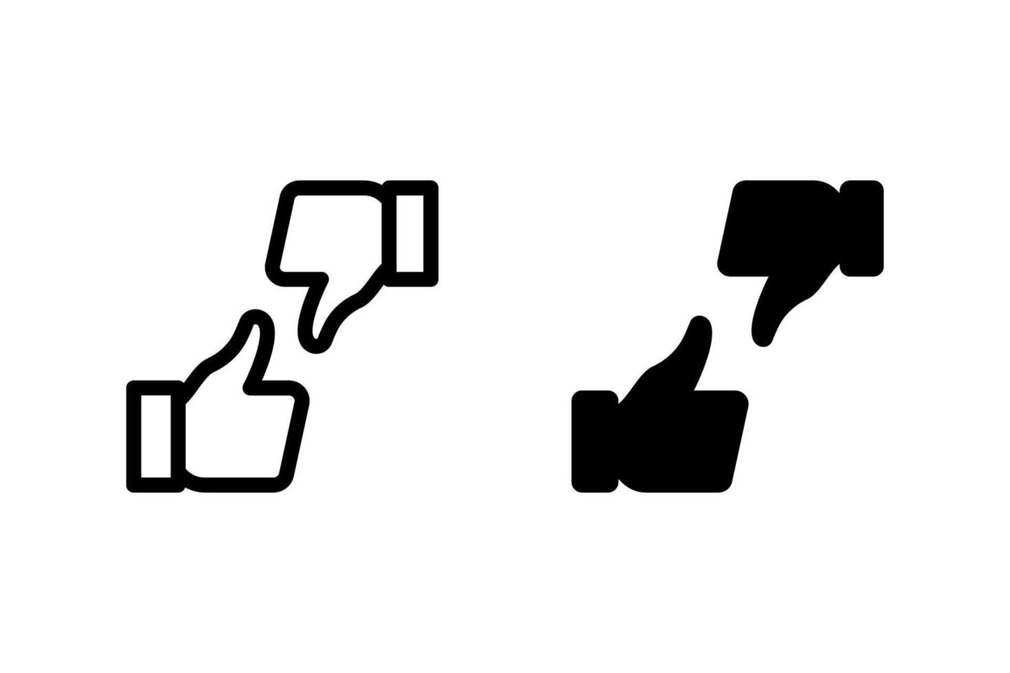 thumbs up and thumbs down icon set. Ideal for representing feedback, ratings, agreement, disagreement, approval, and disapproval concepts vector