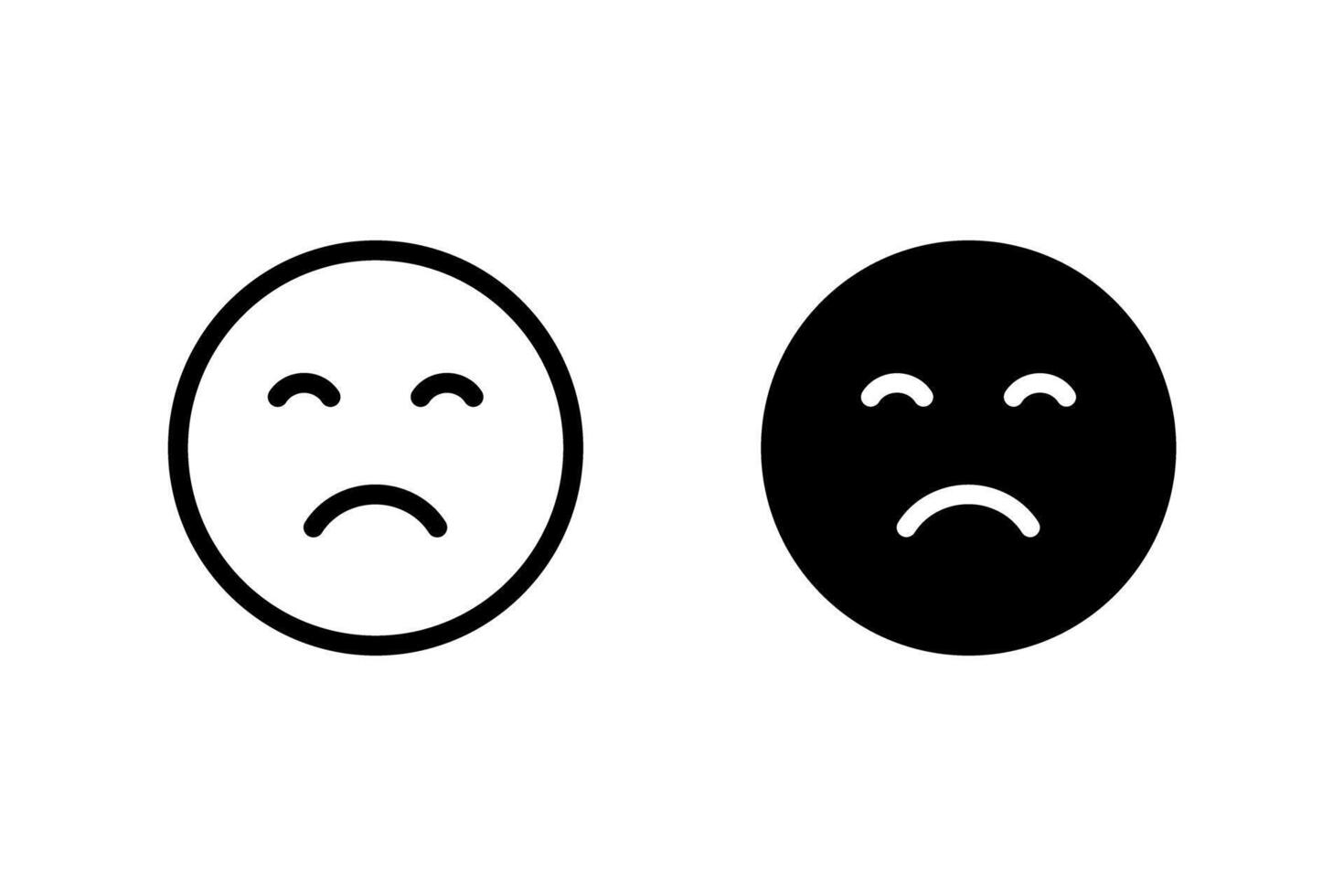 Sad face emoji icon set. Perfect for expressing sadness, disappointment, or negative in digital communications and designs vector