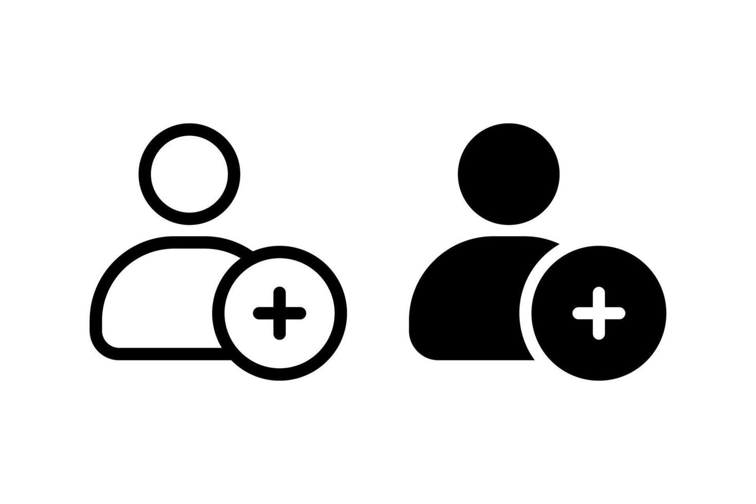 person with plus icon set. representing adding user, creating a new account, or adding a contact vector