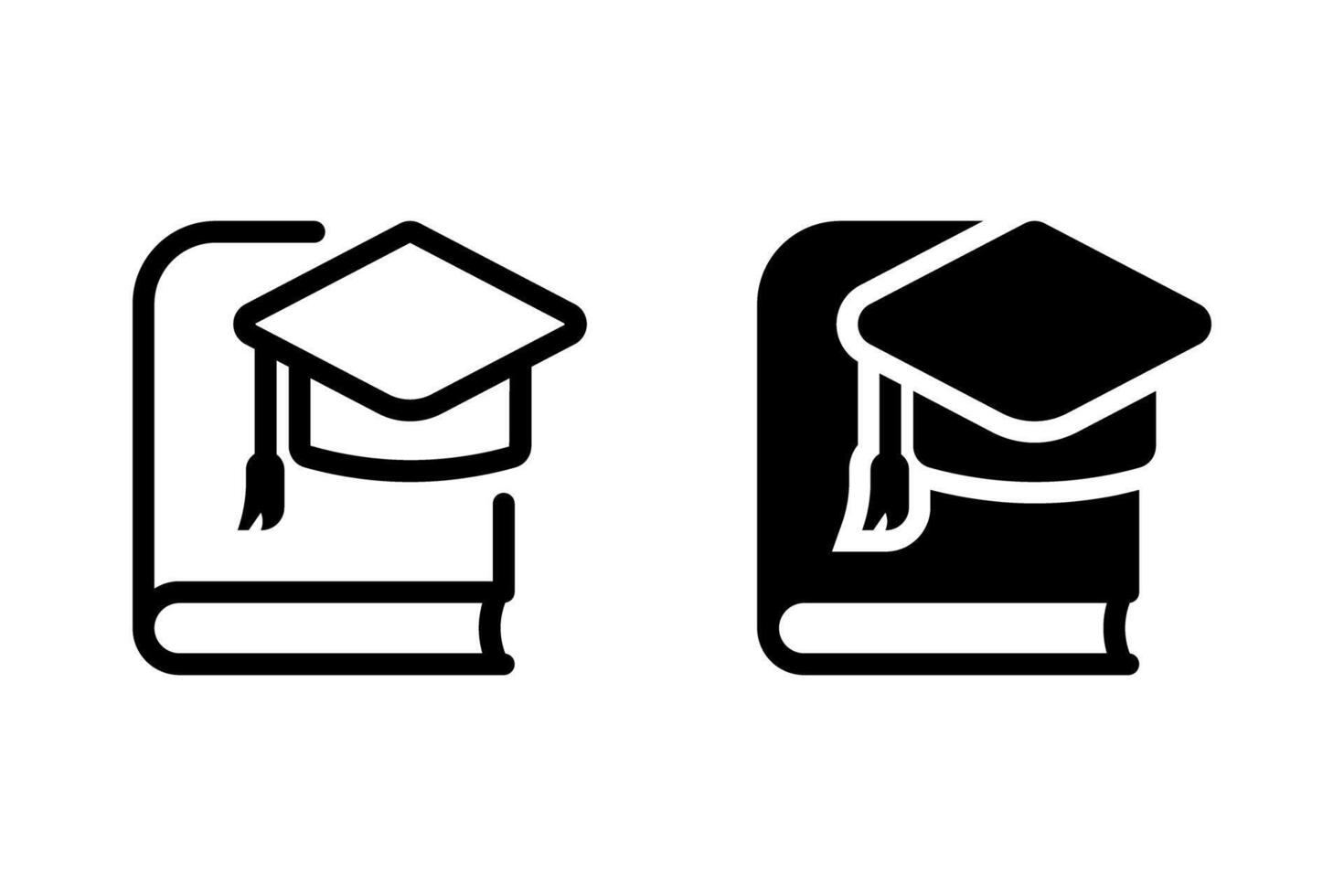 Graduation cap on book icon set. Represents education, learning, graduation, and academic achievement. Ideal for educational materials, websites, and apps vector