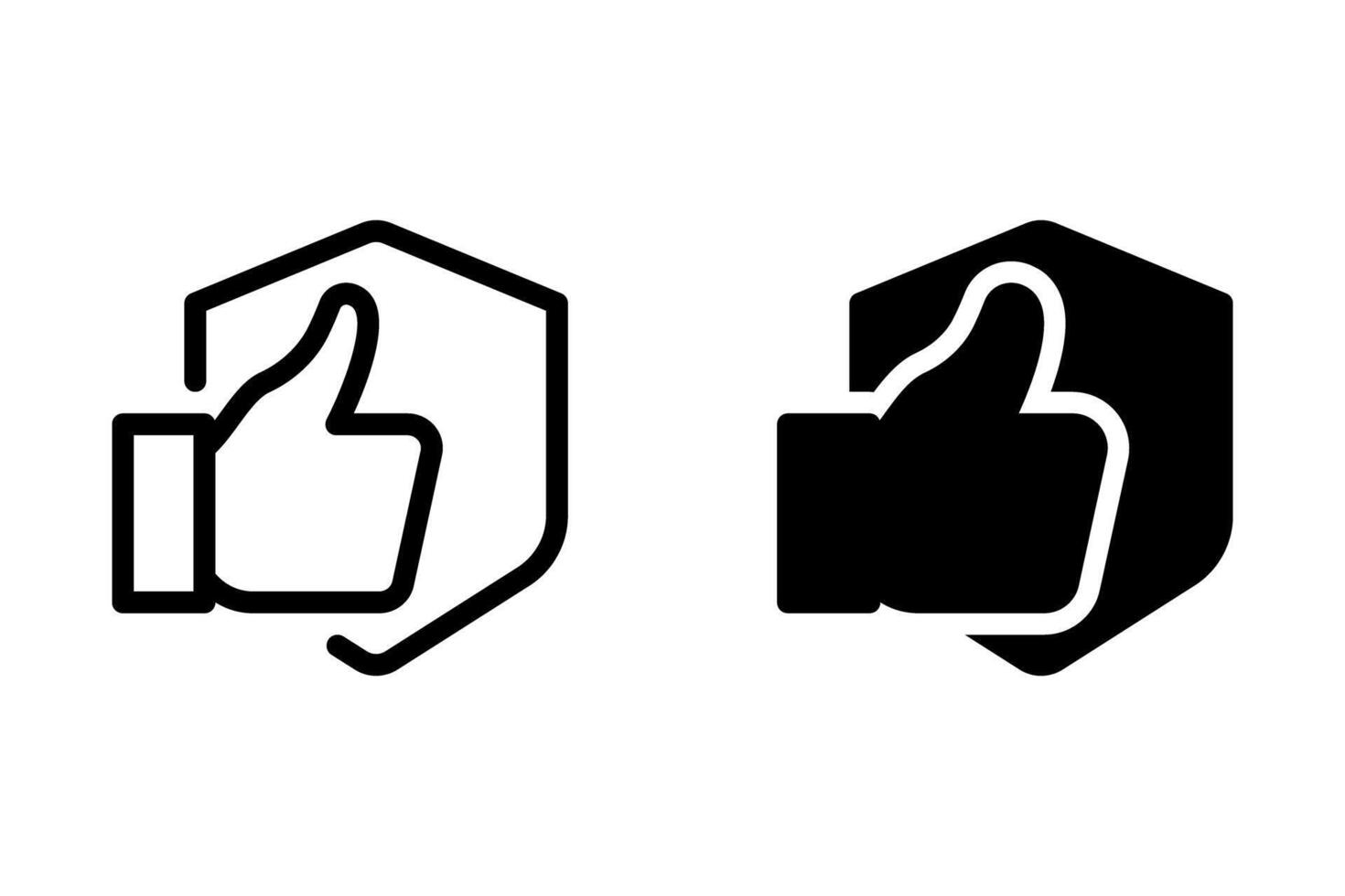 thumbs up inside shield. Represents concepts like approval, security, safety, protection, positive feedback, agreement, and quality assurance. Useful for website design, application icons. vector