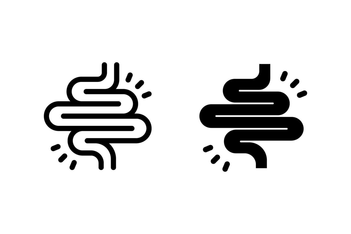 inflamed intestine icon set. representing digestive problems, Irritable Bowel Syndrome, bowel disease, for medical and health vector