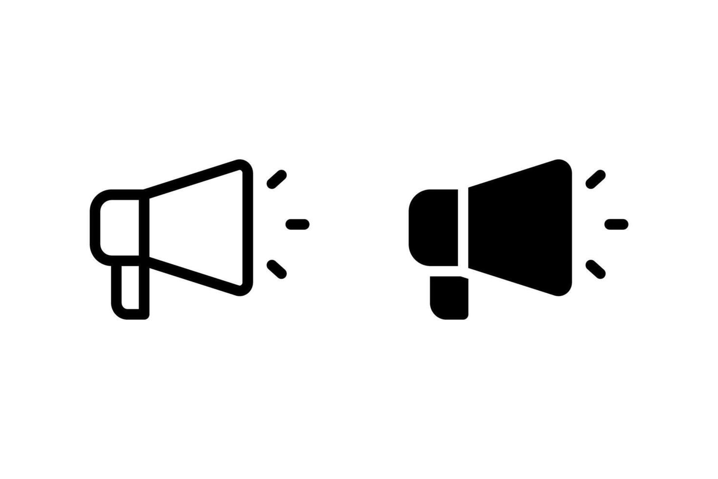 megaphone icon set. Perfect for representing announcements, communication, promotions, and advertising vector