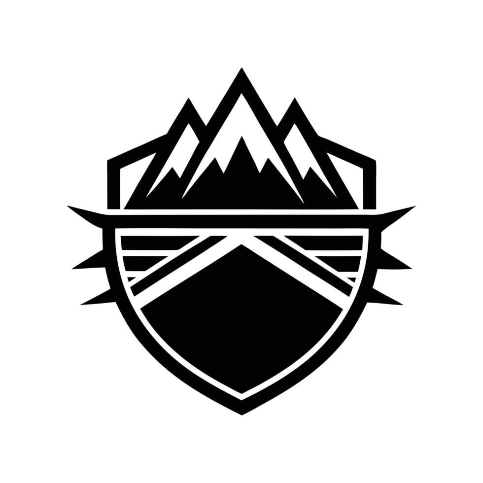 Mountain Shield Adventure Badge Icon vector