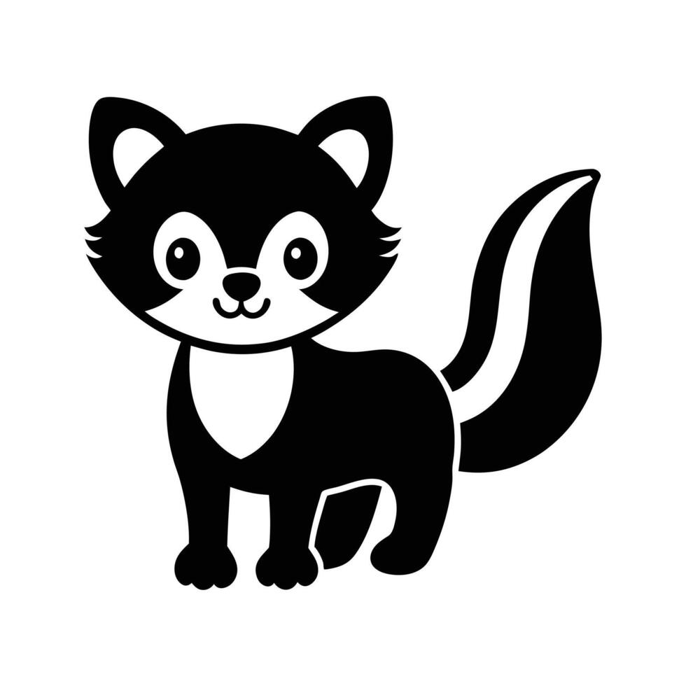 Simple and cute black silhouette icon of a cat in standing pose, ideal for pet, animal, or cartoon design themes vector