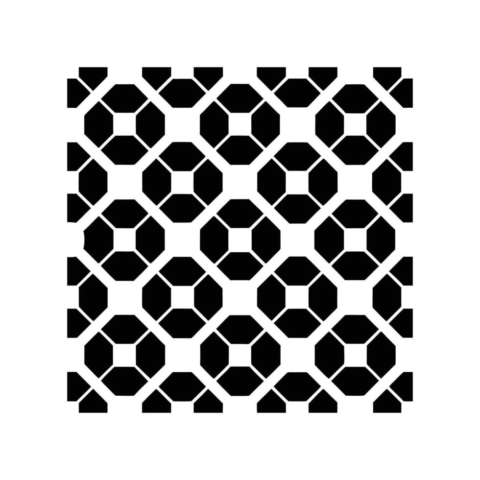 Classic black and white floral decorative tile pattern for backgrounds, wallpapers, fabric, or Islamic design themes vector