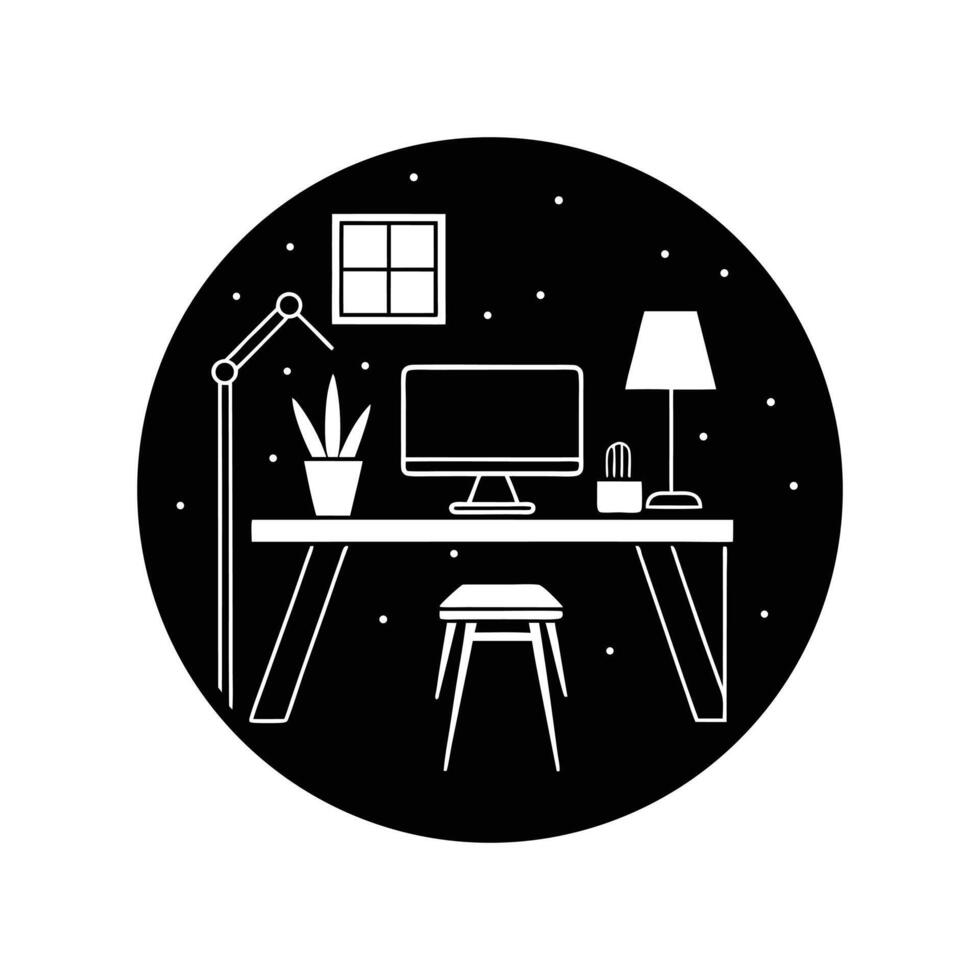 Workspace with Computer Icon vector