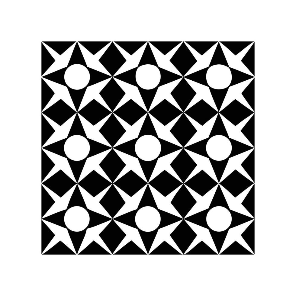 Seamless geometric pattern tile design in black and white perfect for textile, wallpaper, and decorative backgrounds vector