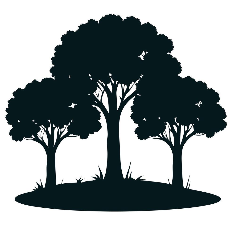 Trees Silhouette Illustration Forest Landscape Design With Natural Elements vector