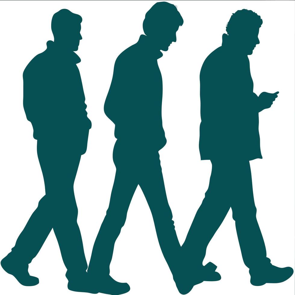 Three Men Walking Silhouette Illustration For Design And Creative Projects vector
