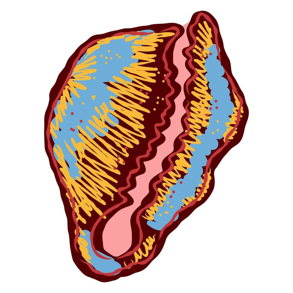 a cartoon shell with a blue and yellow stripe vector