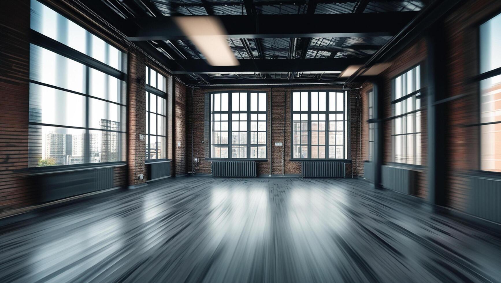 An empty room with lots of windows and a lot of light photo