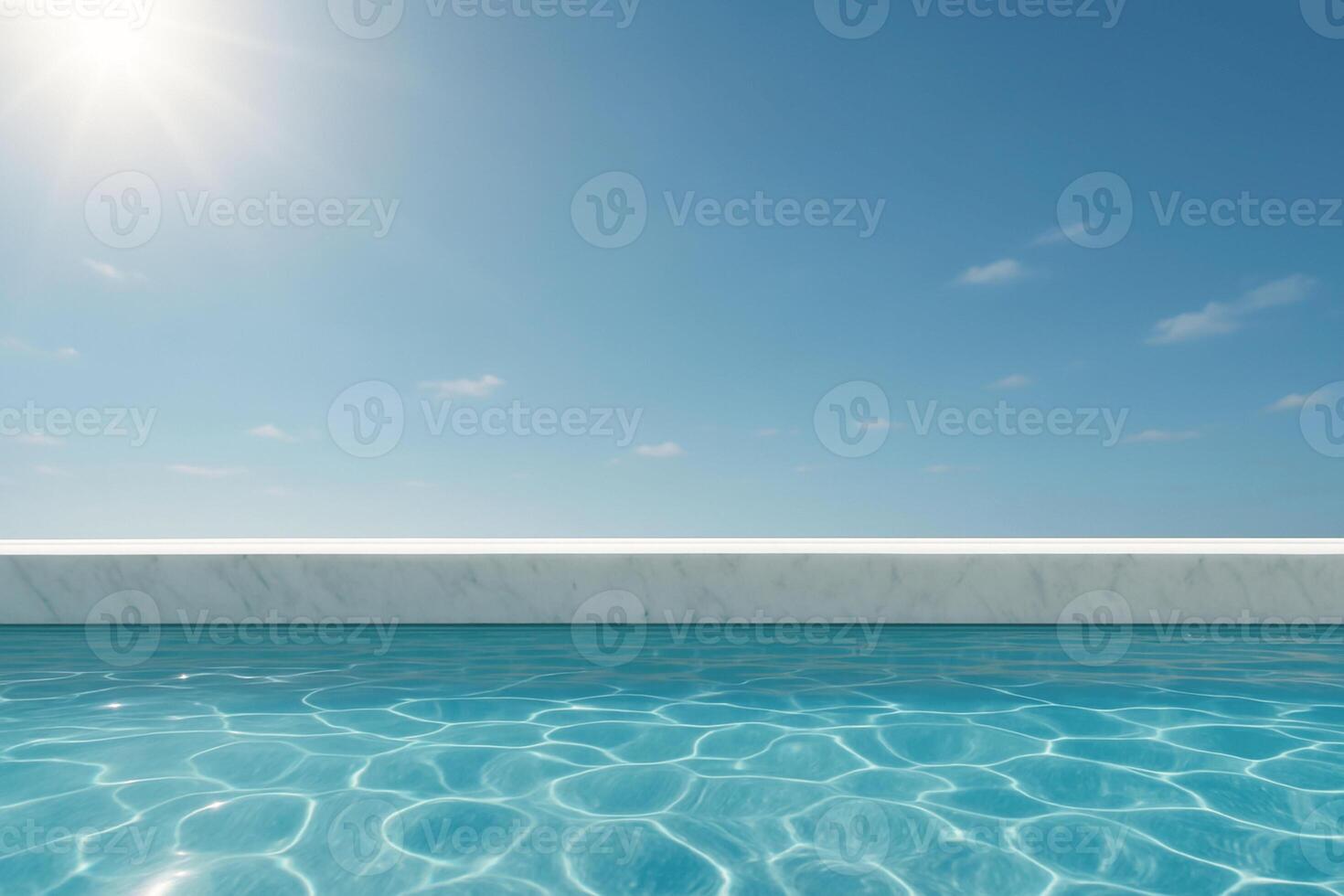 Luxury resort vibes natural sinlight pools scene with marble border for product presentation photo
