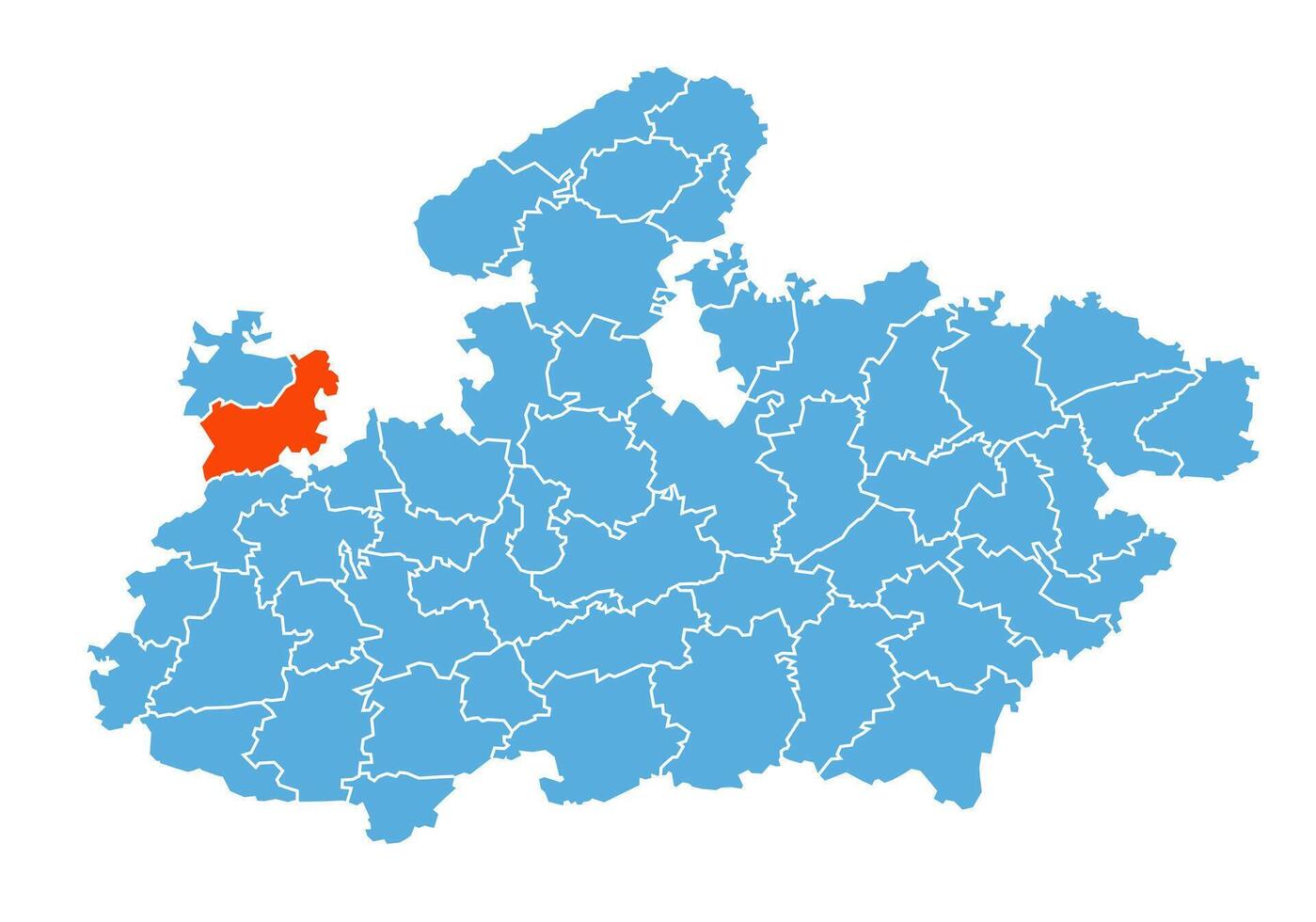 Mandsaur District Map Highlighted on Madhya Pradesh State Map vector