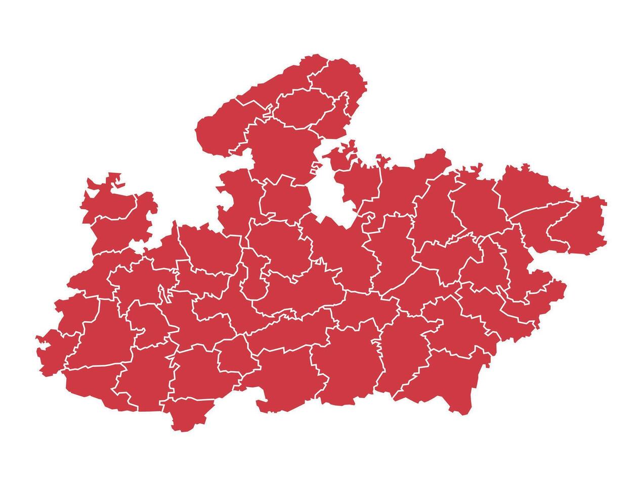 Madhya Pradesh State Map with All District Boundaries. vector