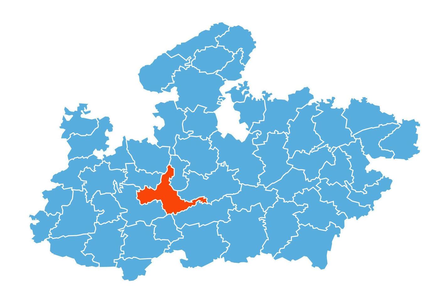 Sehore District Map Highlighted on Madhya Pradesh State Map vector