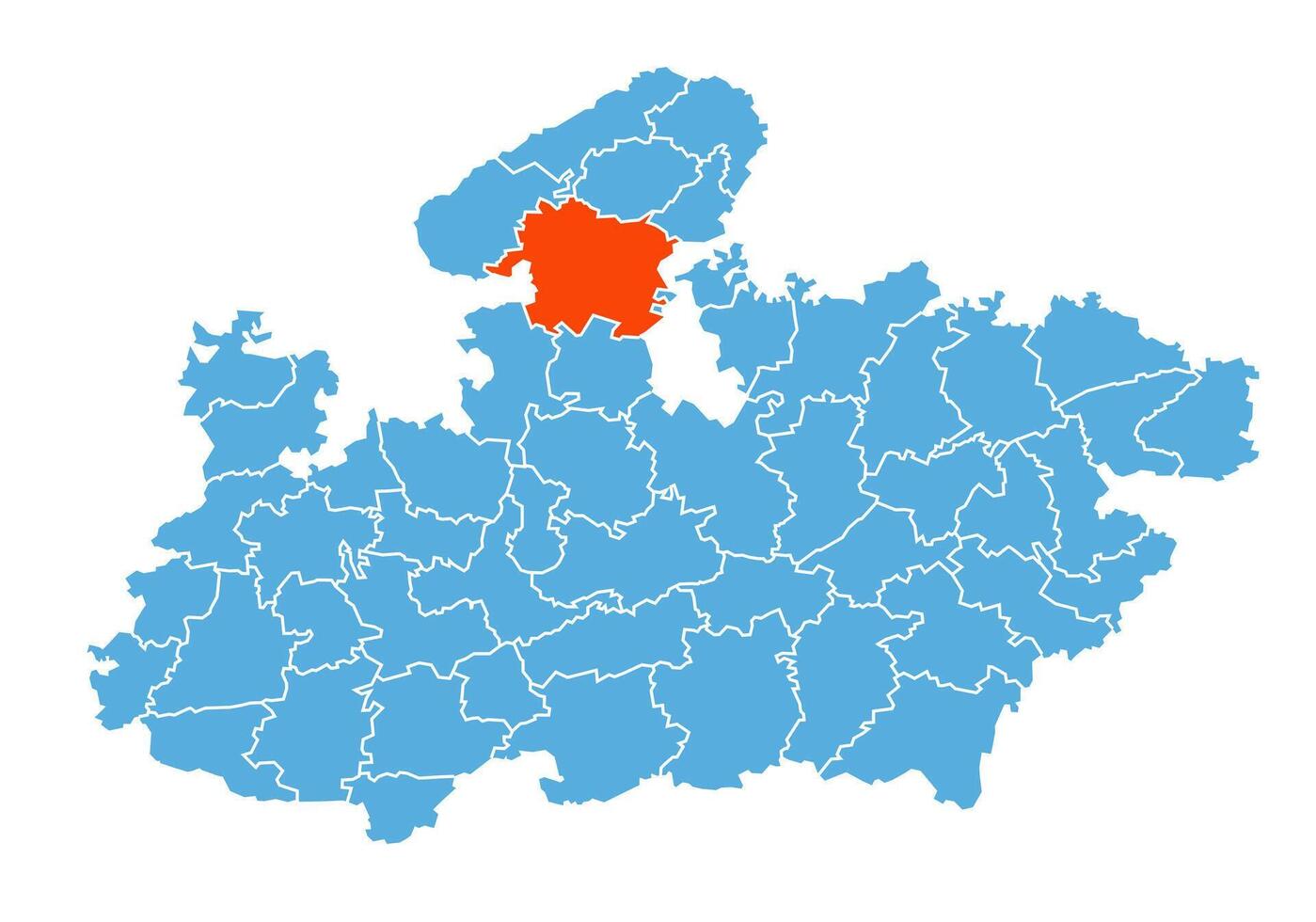 Shivpuri District Map Highlighted on Madhya Pradesh State Map vector