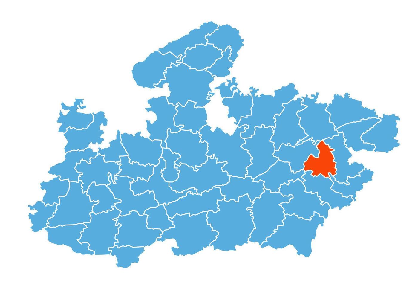 Umaria District Map Highlighted on Madhya Pradesh State Map vector