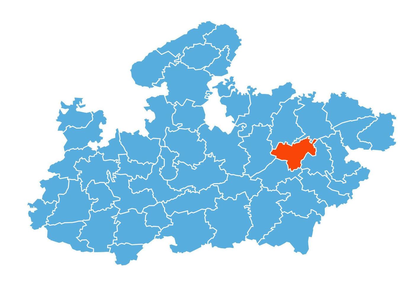 Katni District Map Highlighted on Madhya Pradesh State Map vector