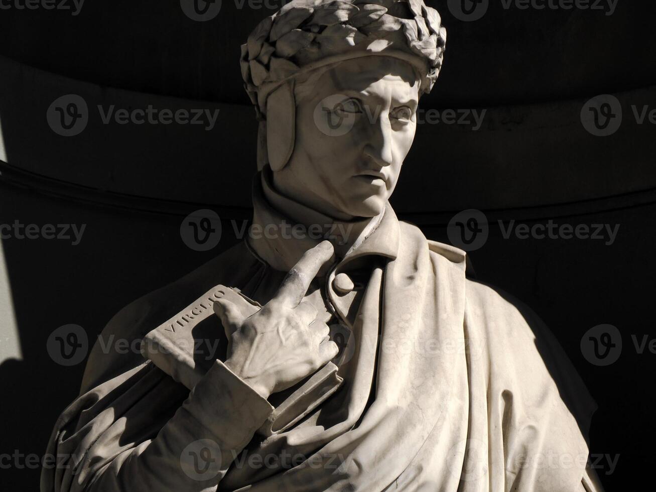 dante alighieri sculpture florence outside uffizi museum photo