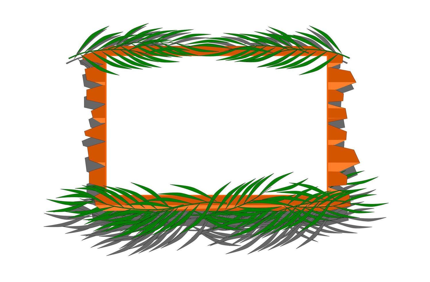 Whiteboard clip art with coconut leaf decorations, editable, featuring space for images and text. vector