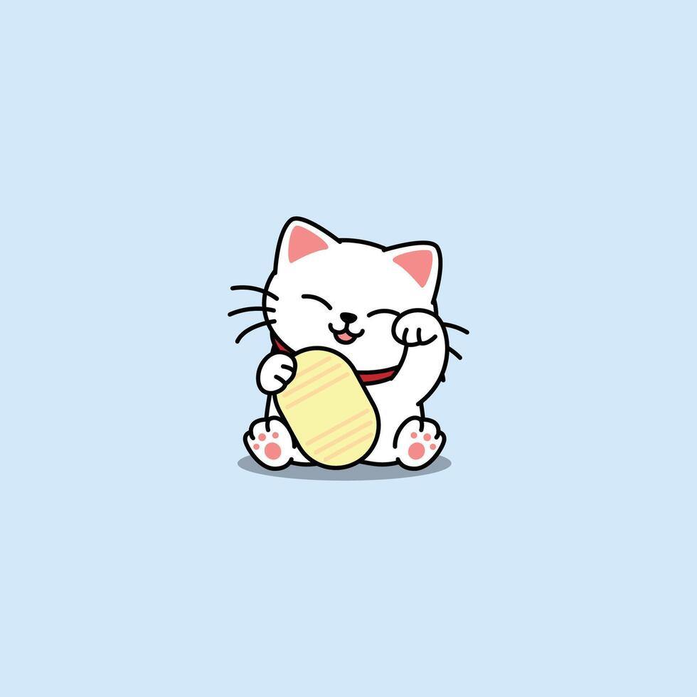 Maneki neko lucky cat cartoon, illustration vector