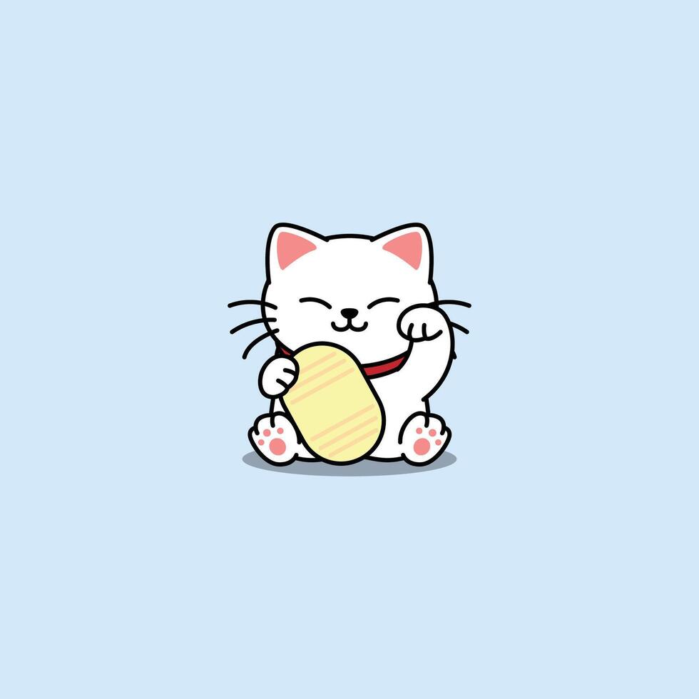 Maneki neko cat cartoon, illustration vector