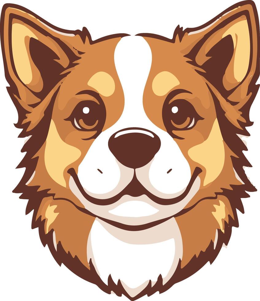 A cartoon dog head with a white collar and brown fur vector