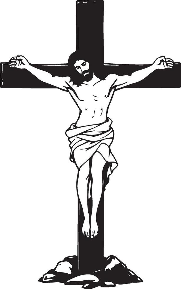 Jesus on the cross sketch art vector