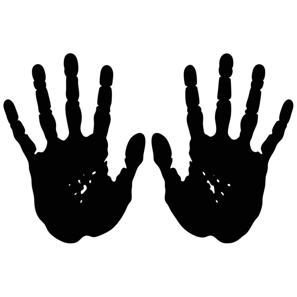Two Handprints Isolated in Black Ink vector