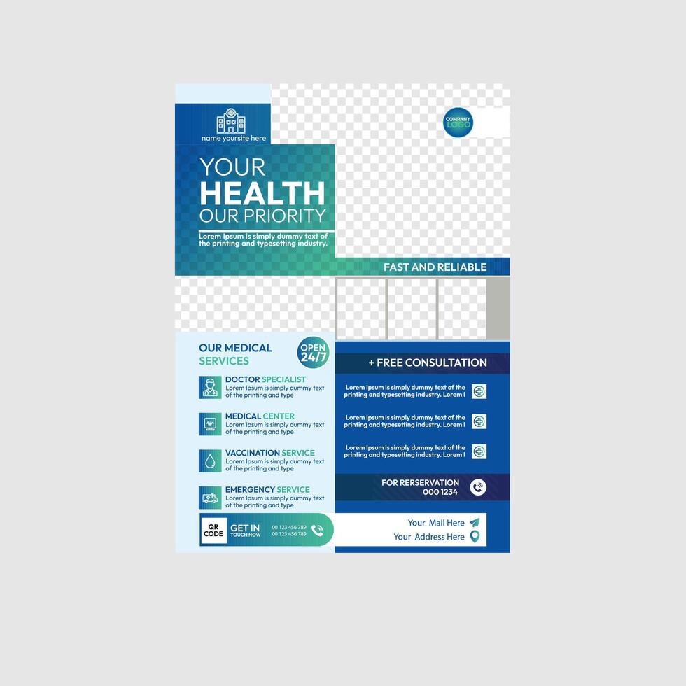 Health and Medical Services Flyer template vector