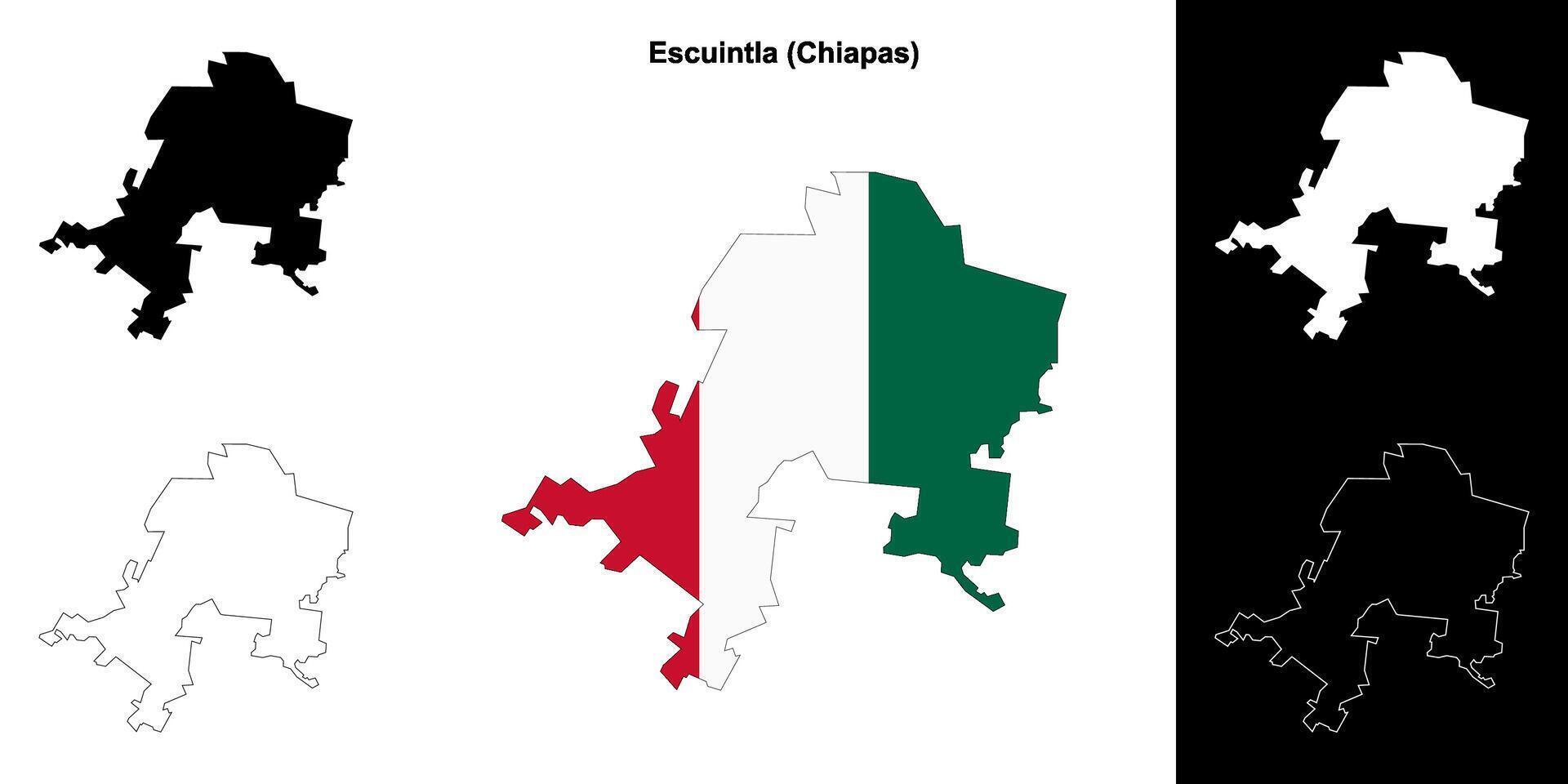 Escuintla municipality, Chiapas outline map set vector