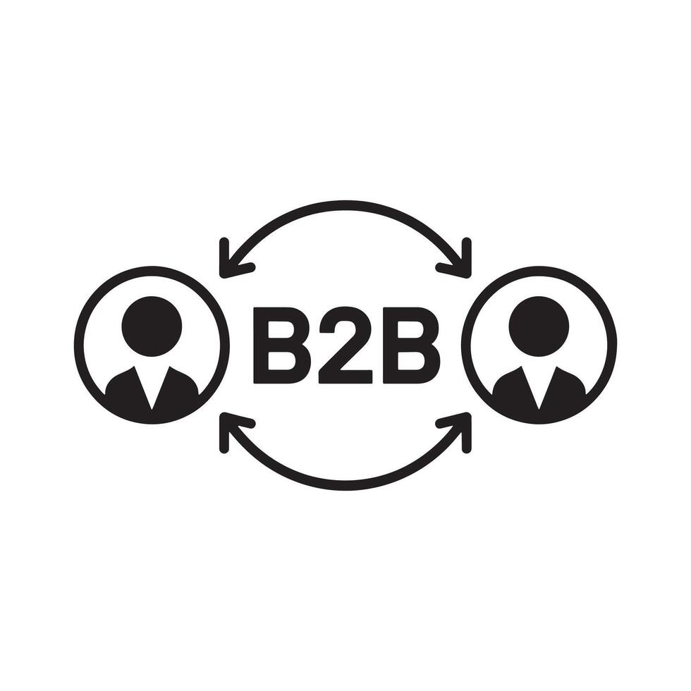 B2B business transaction flow with two people exchanging ideas Editable Illustration isolated on a white background vector