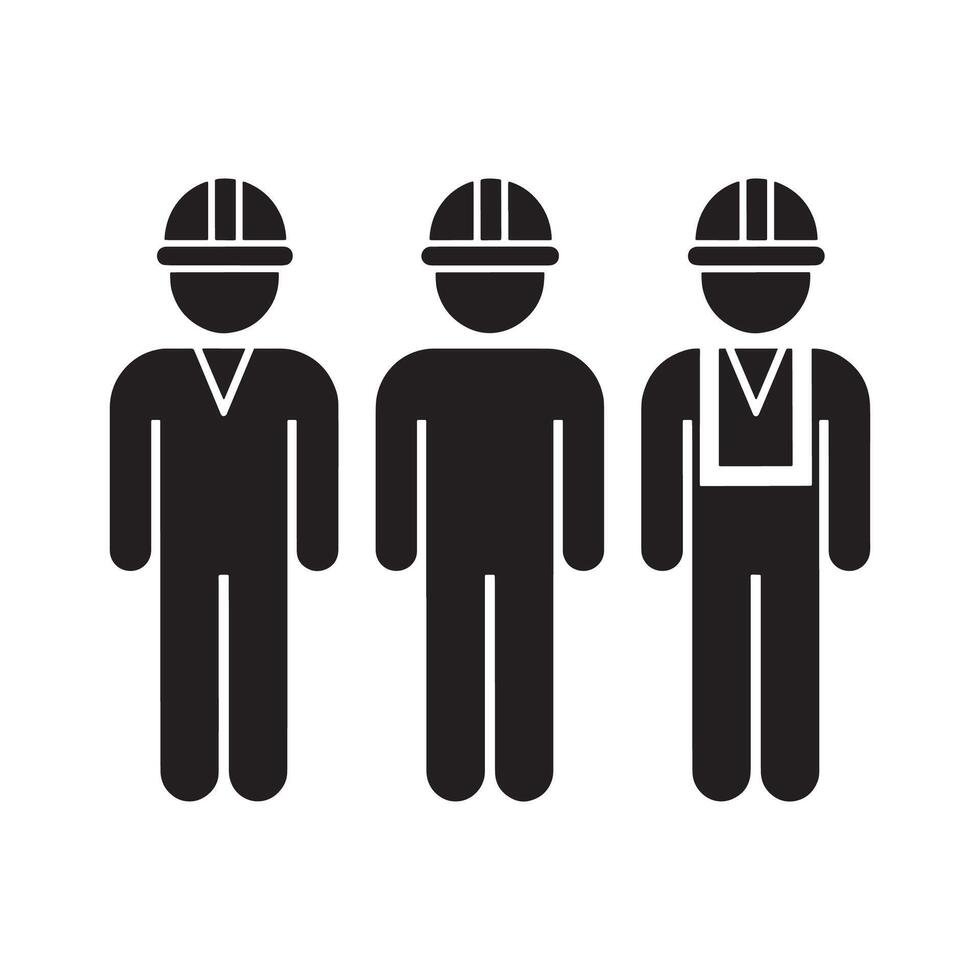 Construction Worker Icon Representing Labor, Safety, and Industrial Workforce Editable Illustration isolated on a white background vector