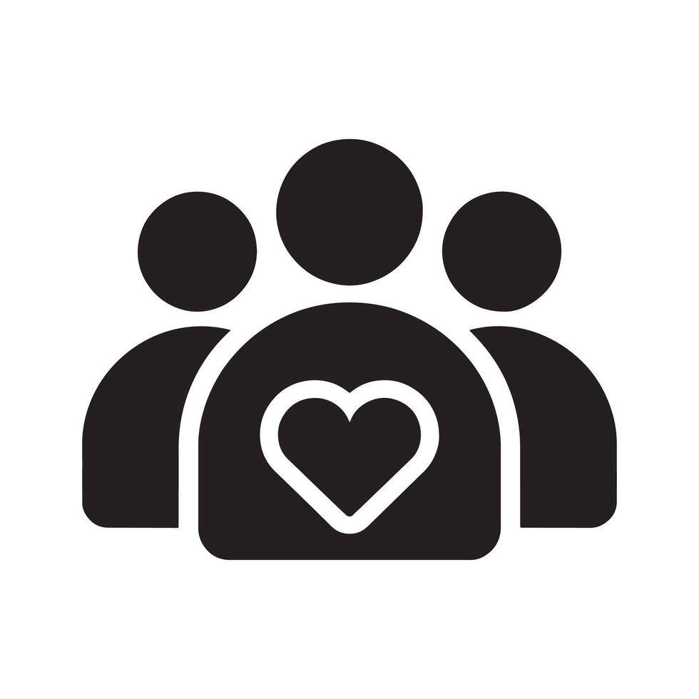Group of People with Heart Symbol Editable Illustration isolated on a white background perfect for love, care, and collaboration design vector