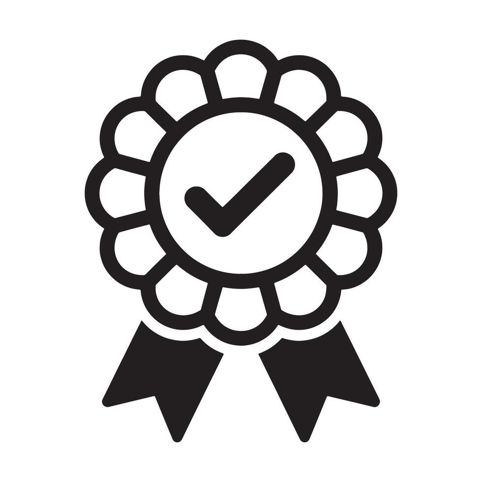 Badge Icon with Checkmark Representing Achievement and Certification Editable Illustration isolated on a white background vector