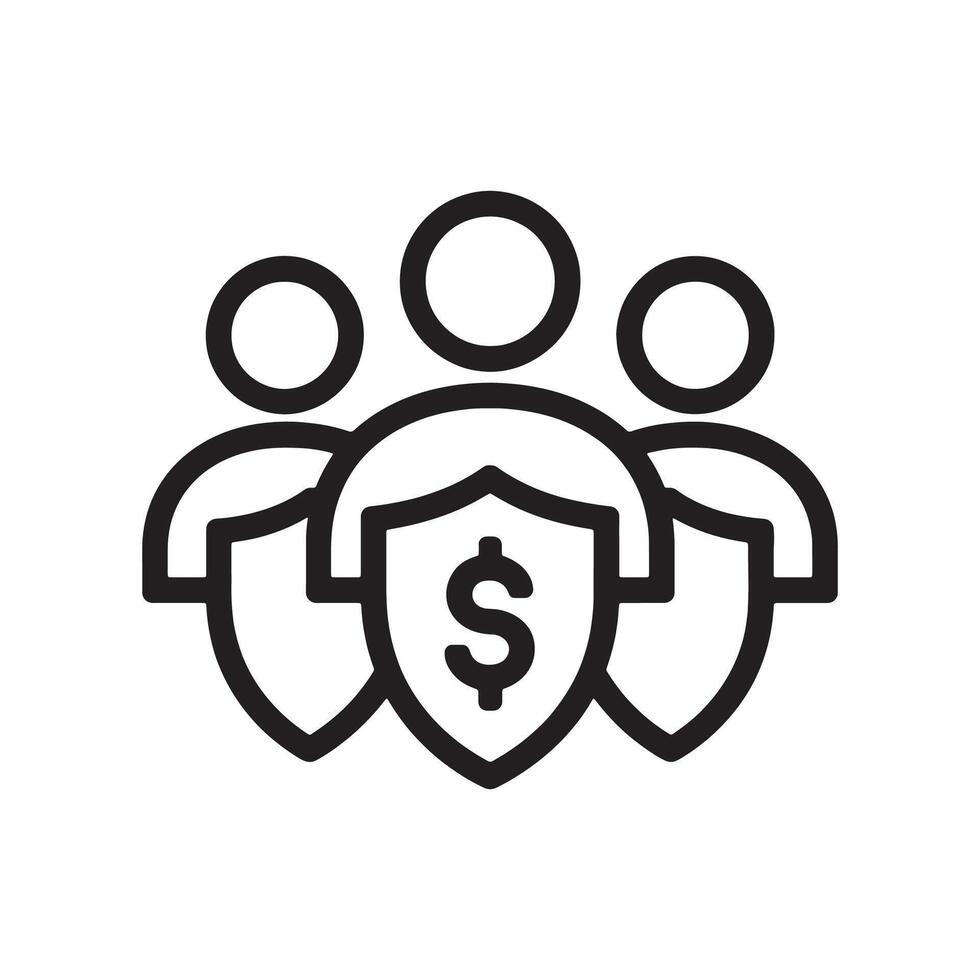 Financial Protection Group Icon Representing Security and Insurance Editable Illustration Isolated on a White Background vector
